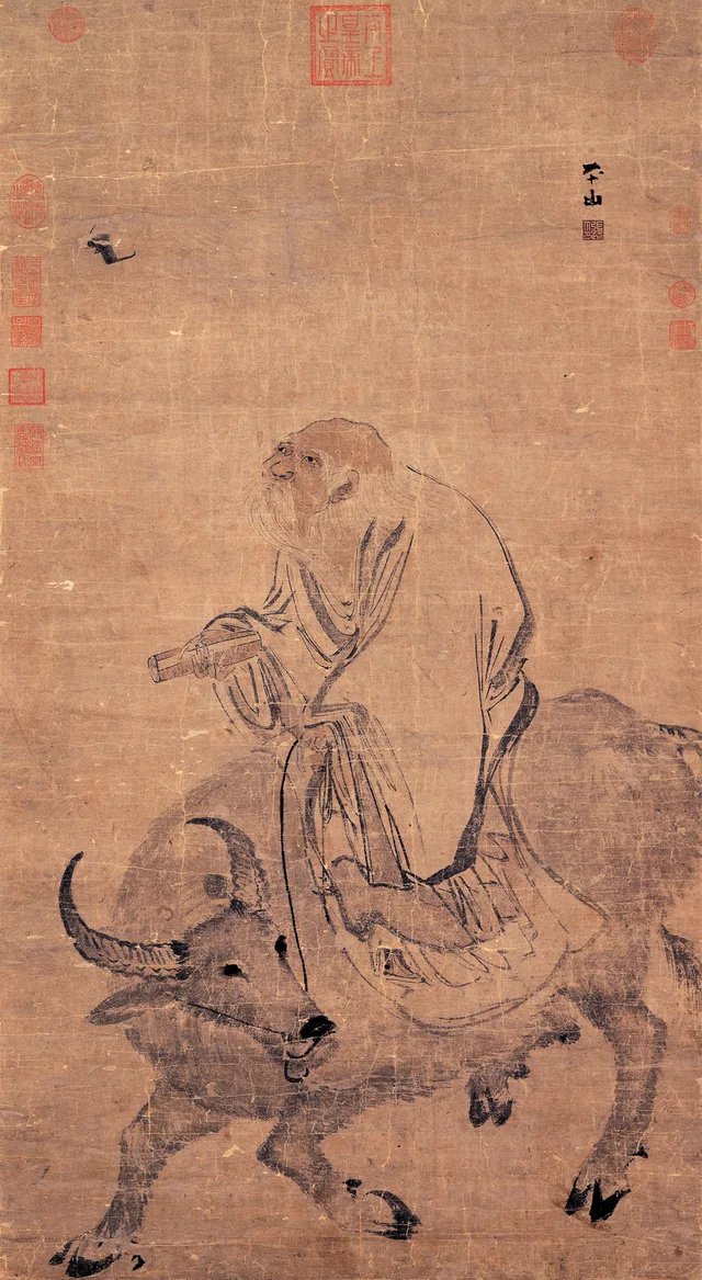明代張路《老子騎牛圖》;後世對老子的想像描繪