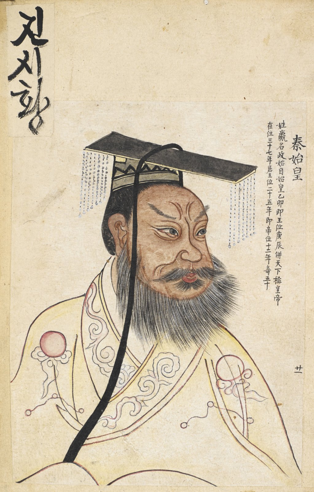 後世所繪秦始皇半身像;並非秦代寫生肖像